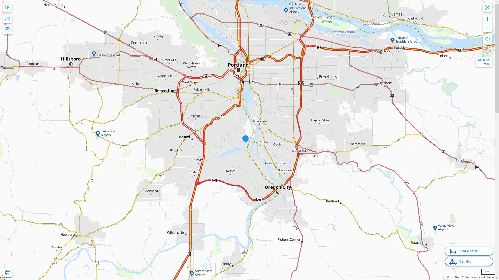 Lake Oswego Oregon Highway and Road Map